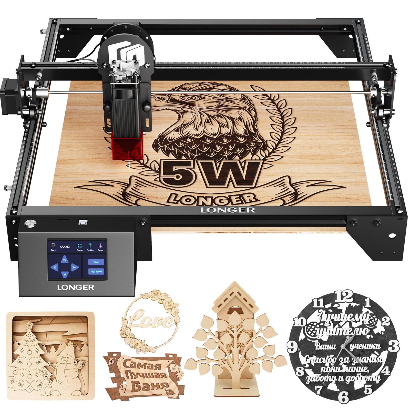 Longer RAY5 5W Laser Engraver Machine, Exclusive 3.5" Touch Screen for DIY