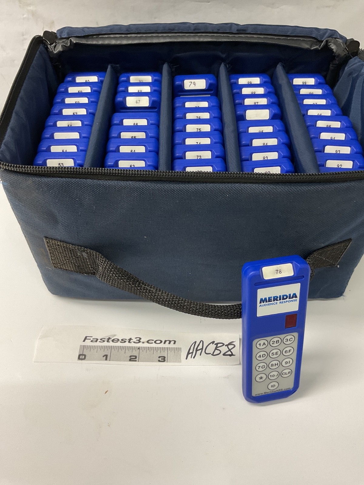 Meridia Audience Response Voting Clicker Lot of 50 Keypads CK-MIAAA w/Case