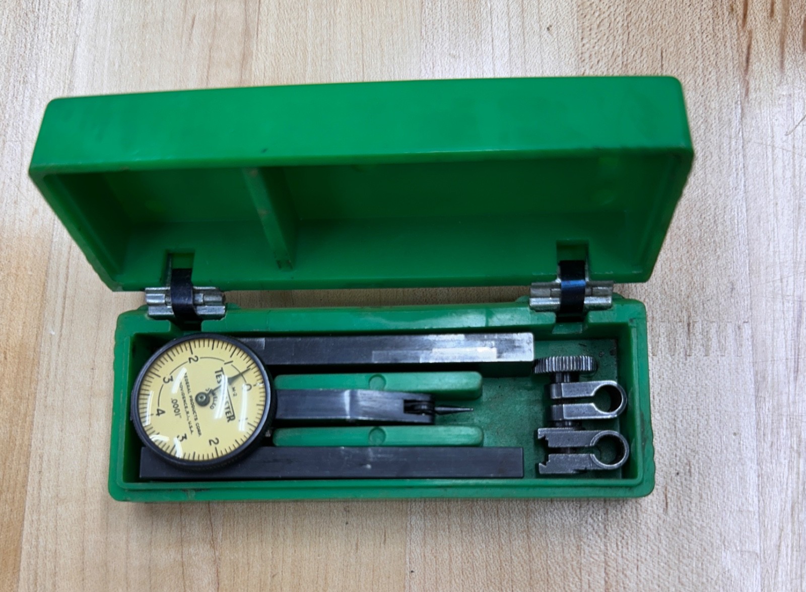 Vintage FEDERAL TESTMASTER .0001 Jeweled  Dial Test Indicator Bakelite Box