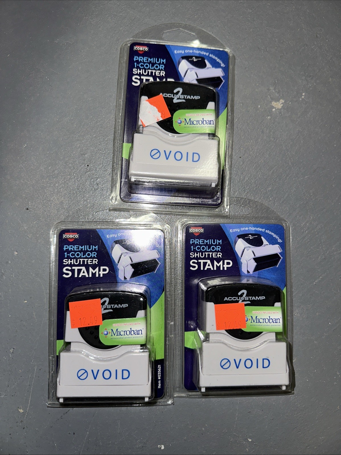 ACCU-STAMP2 VOID Pre-Inked Blue Stamp 1/2 x 1-5/8" #035621 Lot of 3