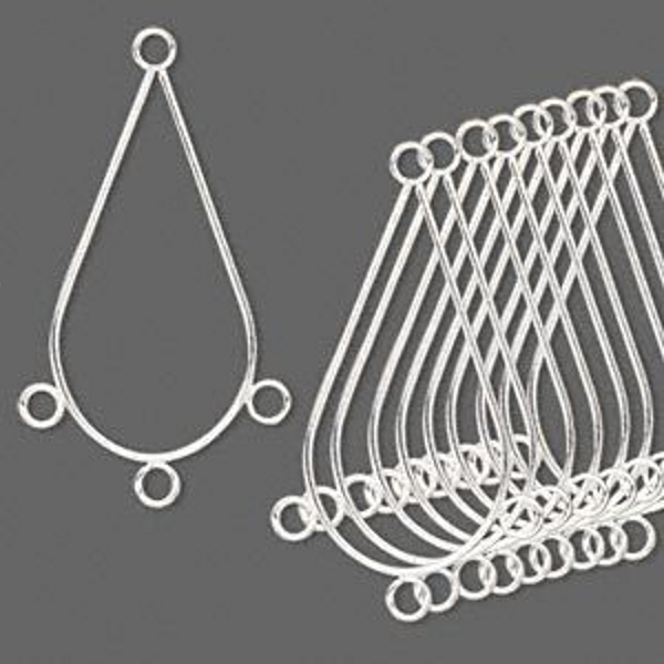 Teardrop Finding Silver with Loops 1-3/4 inch Jewelry Design Pendant Lot of 12