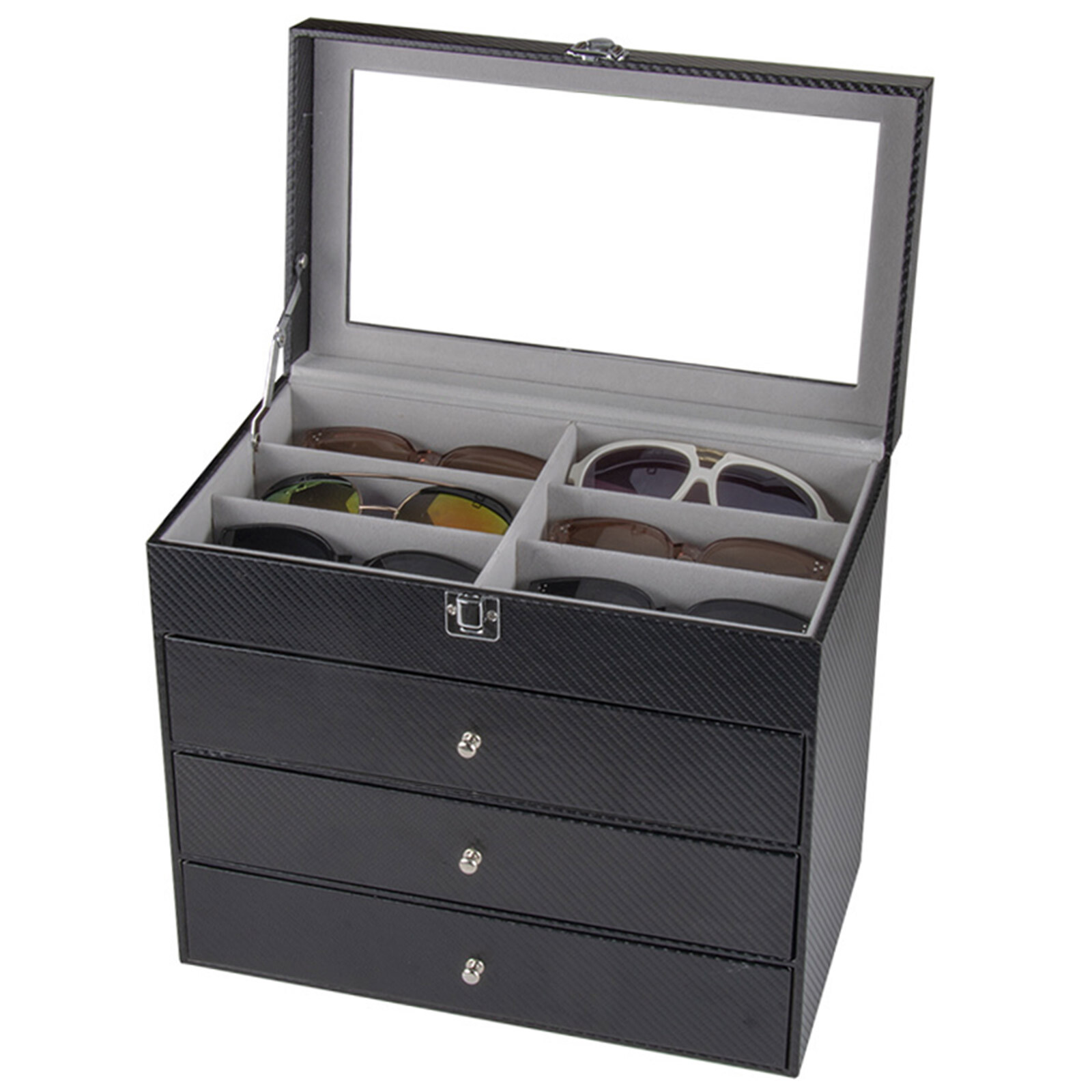 24-Slots Multiple Glasses Organizer Eyeglass Sunglass Storage Box Display Holder