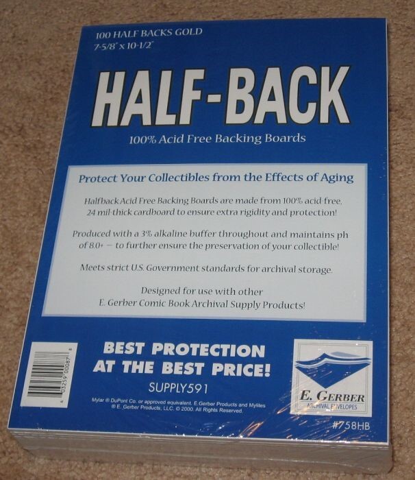 100 E Gerber Half Back Premium Archival Golden Comic Book Backer Boards 758HB