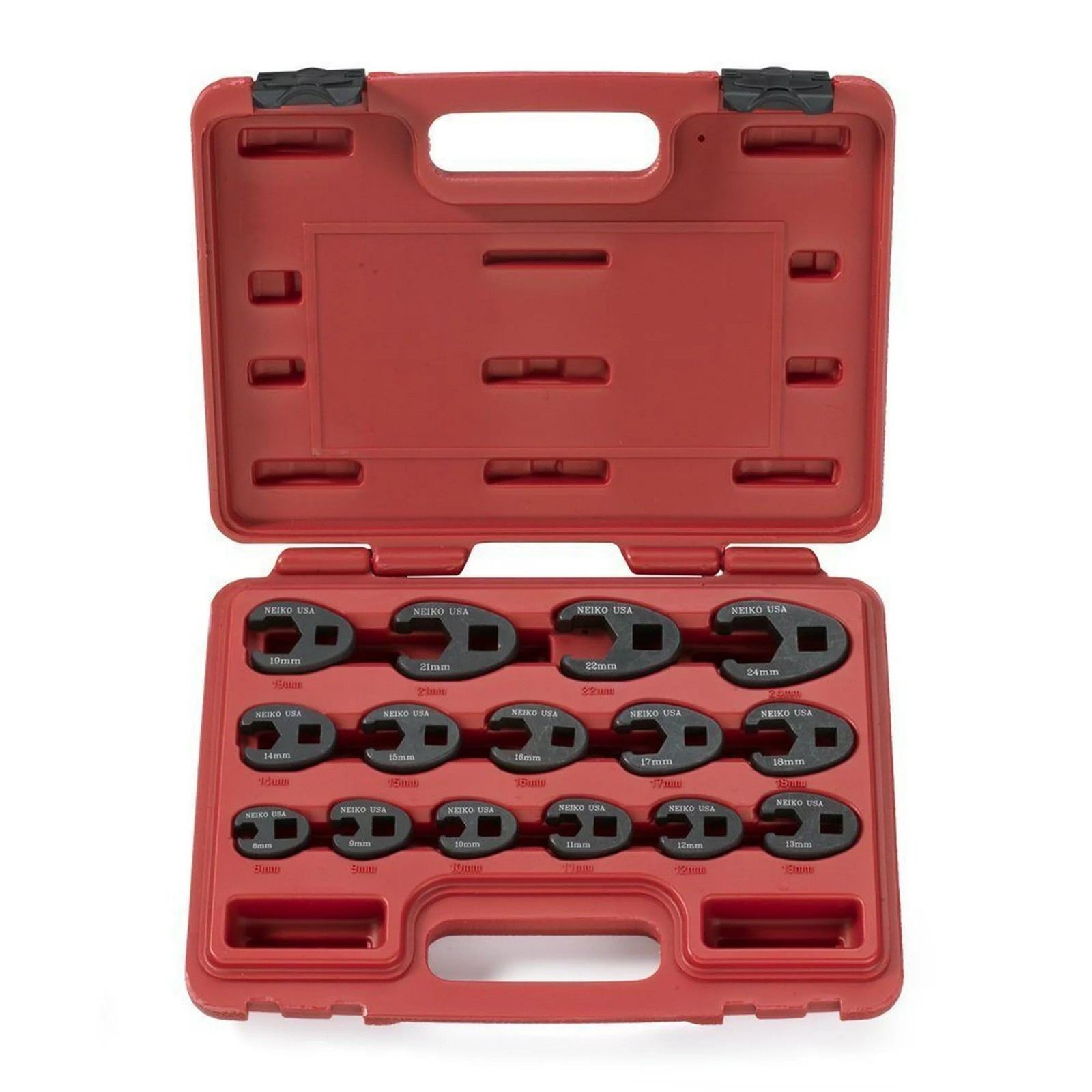 03324A Crowfoot Wrench Set 1/2" and 3/8” Drive, 15 Piece, Metric Crows Foot W...