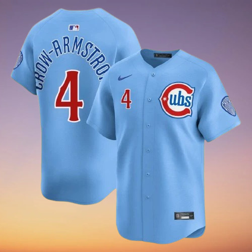 Cubs #4 Pete Crow-Armstrong Baby Blue Cool Stitched Jersey "All sizes available"