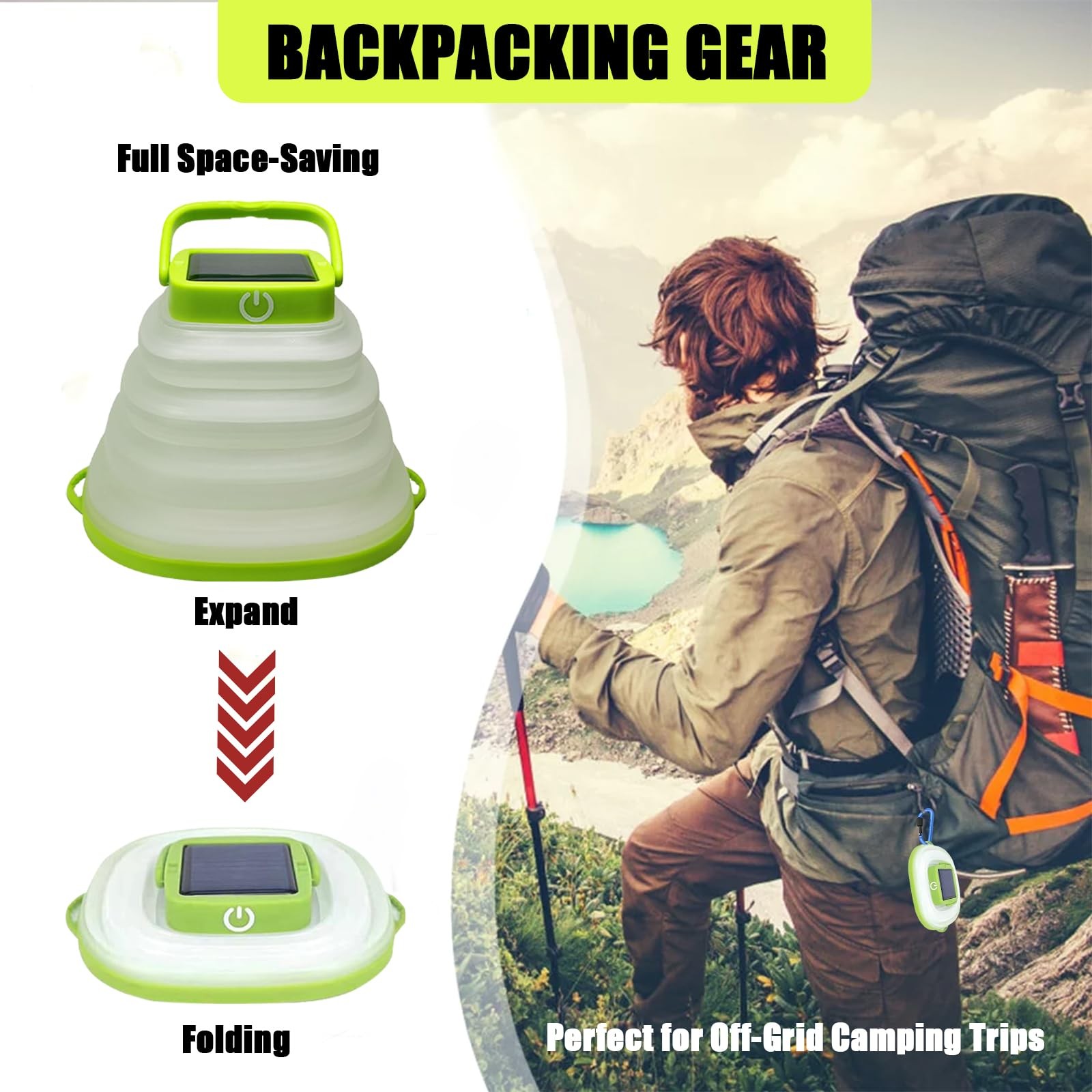 Solar Camping Lanterns-Collapsible Camping Essentials,IP65 Solar Lights Outdo...