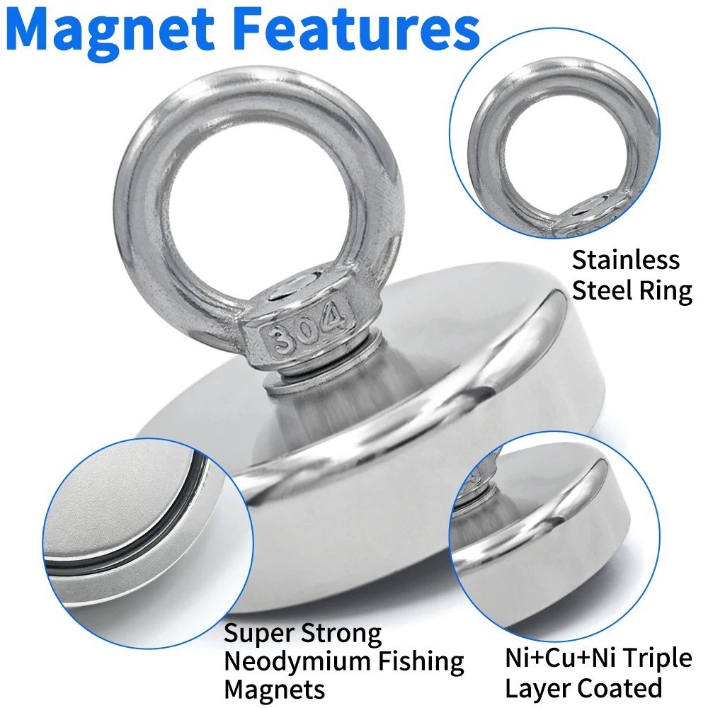 Super Strong N52 Neodymium Fishing Magnet Hook Heavy Duty Rare Earth Power Grips