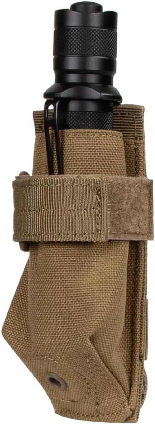 Black Polyester Flashlight Pouch with Hook & Loop Strap, 3.5" Depth