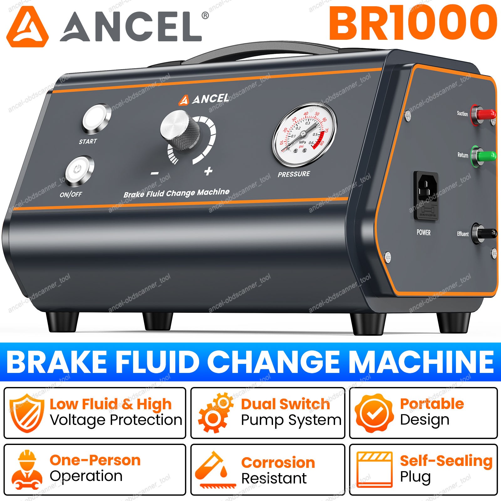 ANCEL BR1000 Automotive Brake Bleeder Vacuum Pump Kit Brake Fluid Change Machine