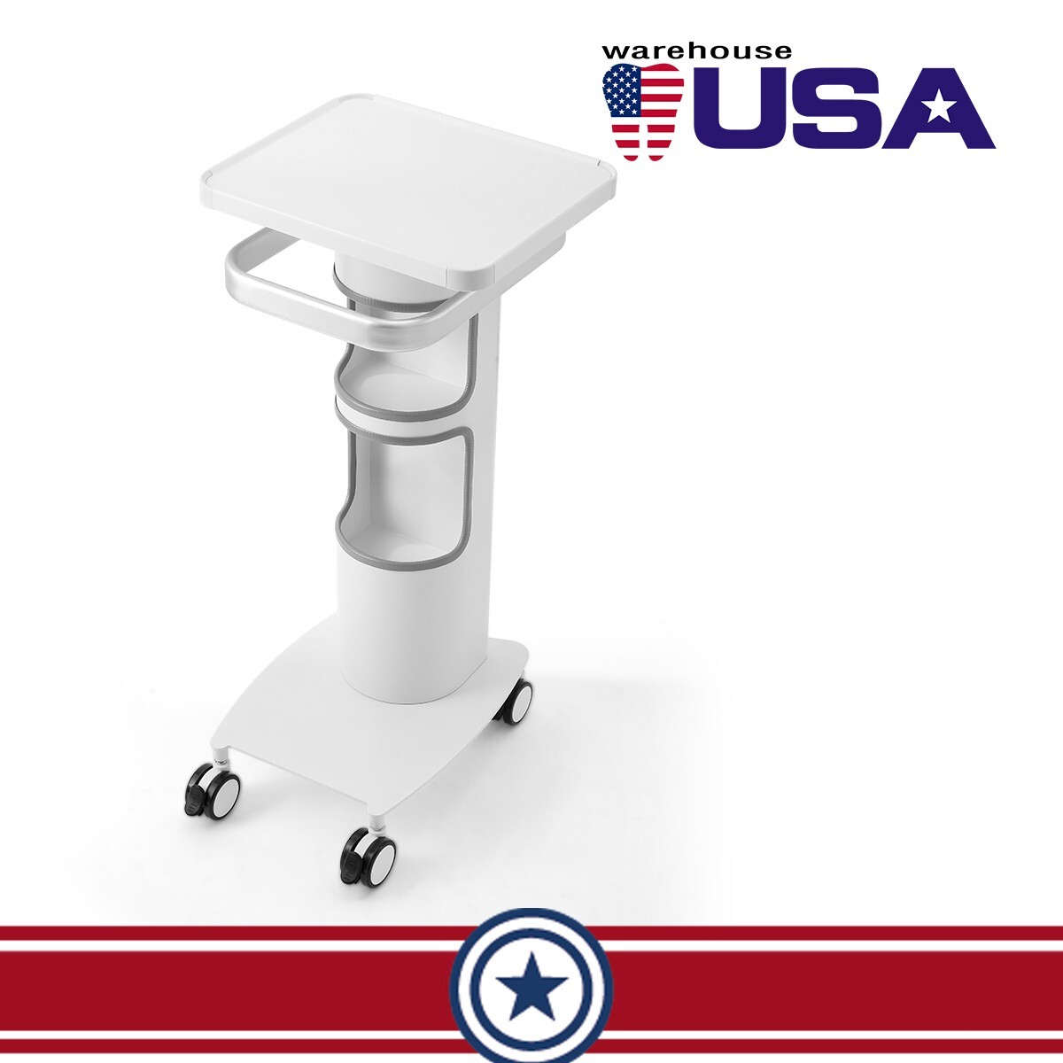 Medical Dental Trolley for Clinics-Easy Install w/Outlet Oversized Silent Wheels