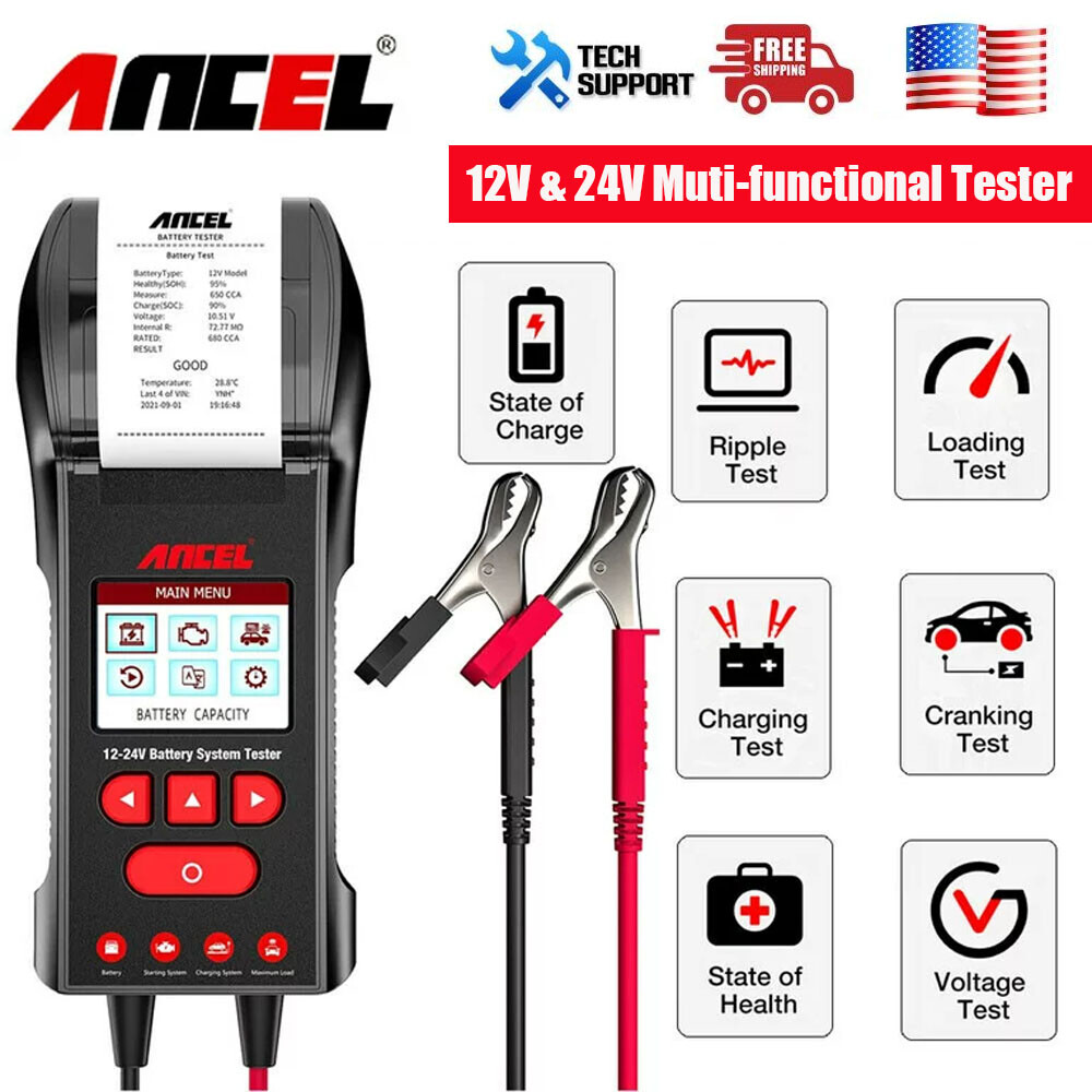ANCEL BST600 12V& 24V Car Battery Load Tester Cranking Charging Analyzer Scanner