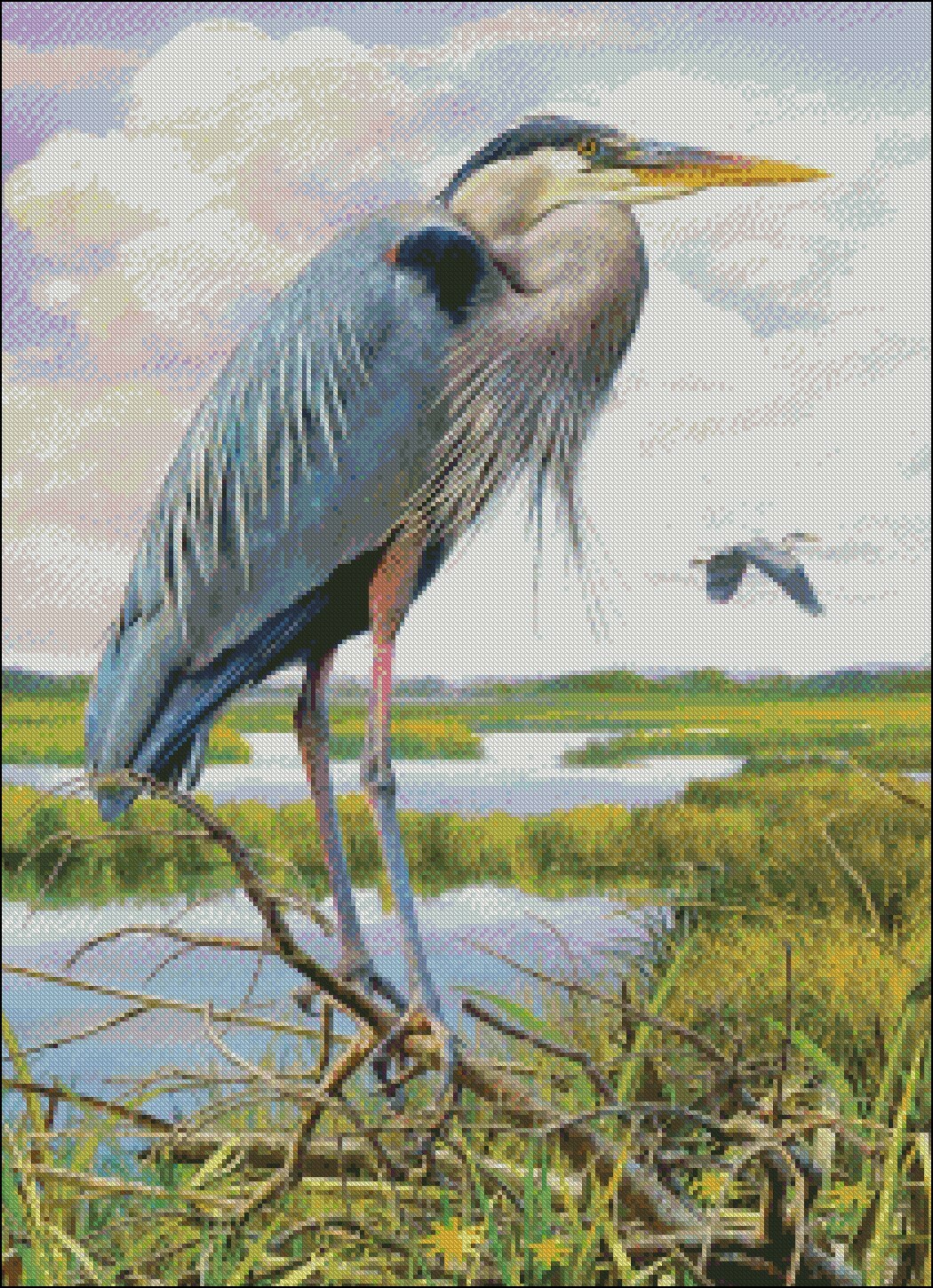 Charts Needlework DIY - Counted Cross Stitch Patterns - Heron