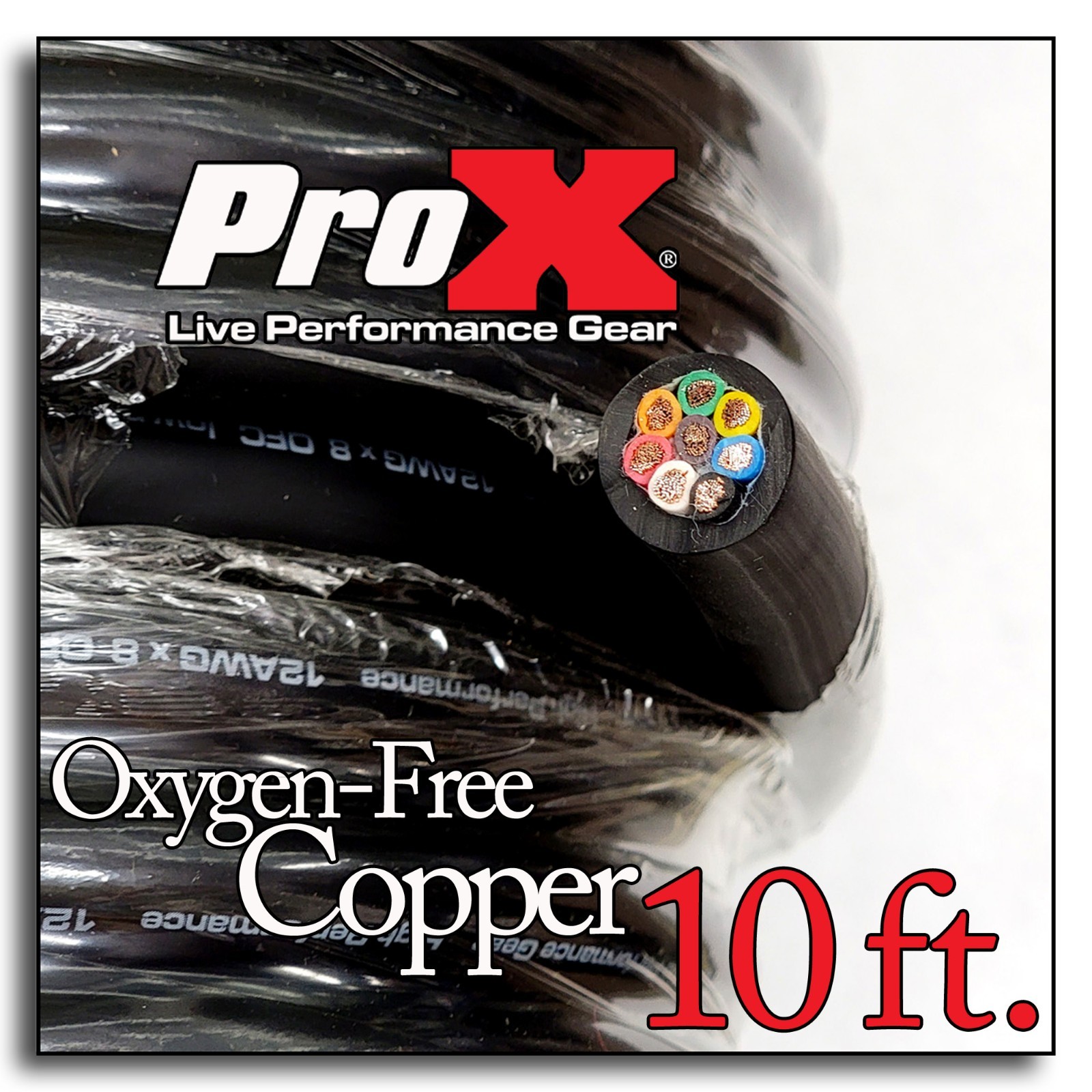 ProX 12 AWG Gauge 8 Conductor Heavy Duty Speaker Wire (Sold in 10 Ft Increments)