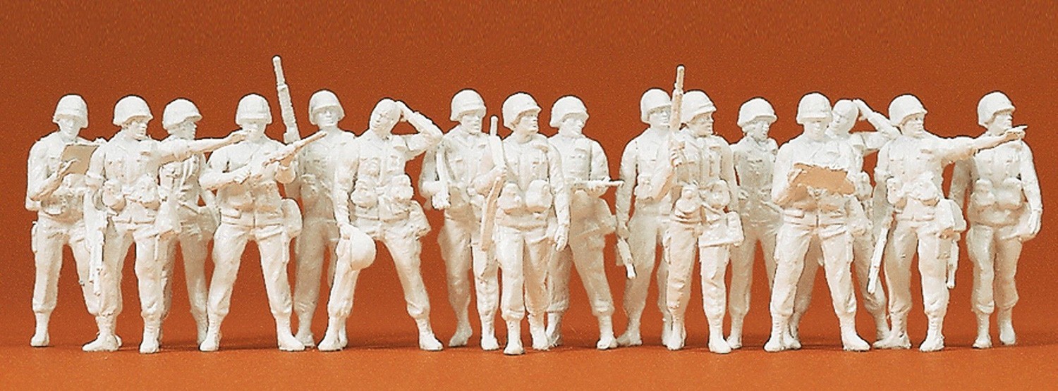 HO Preiser Military Figures SIXTEEN (16) UNPAINTED Modern U.S. Soldiers # 16529