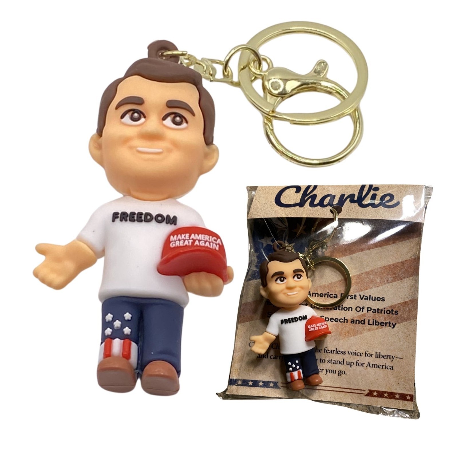 Premium Charlie Kirk Keychain | Patriotic Political Memorabilia | Freedom & USA