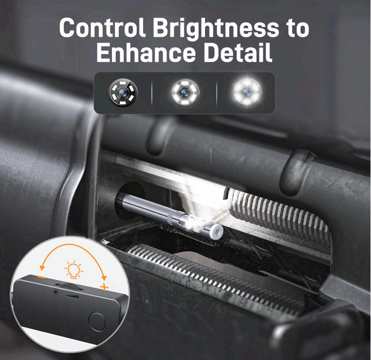 Rifle Borescope USB-C, Lights & Mirror, .20 Cal+, iPhone/Android