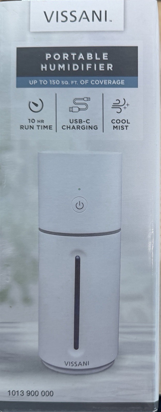 Portable Humidifier 10oz USB-C Rechargeable - Vissani -New