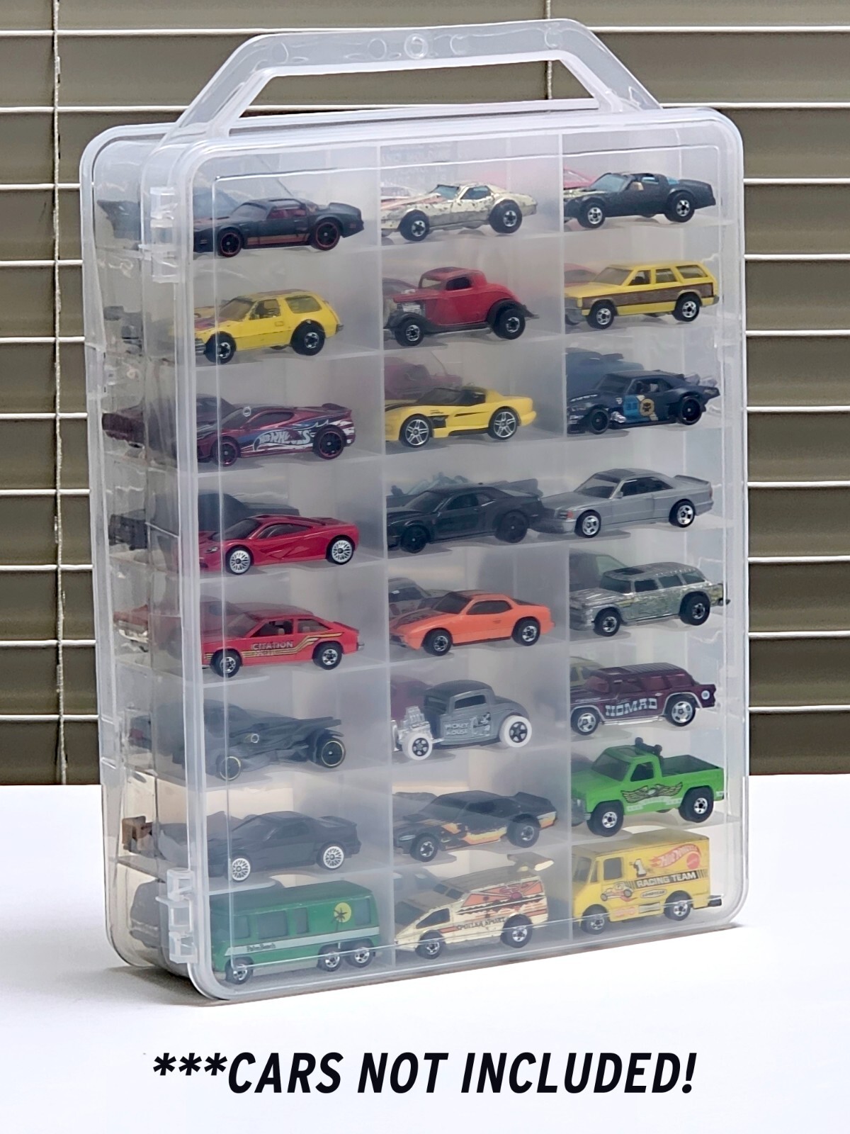 Clear Storage Case for 46  1/64 Hot Wheels/Diecast-Dual Sided w/handle "Jammer"