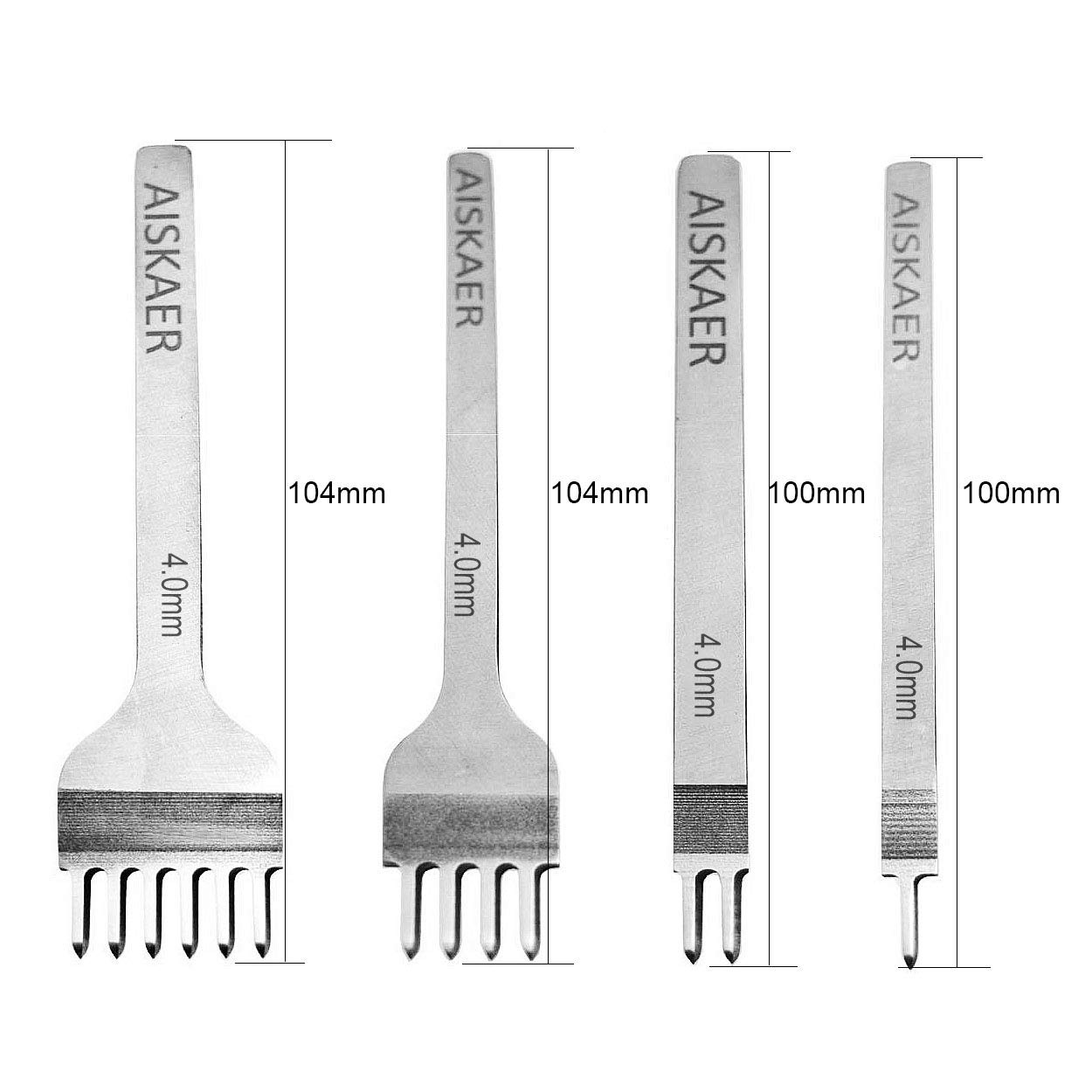 Aiskaer Leather Stitching Punch Set, Diamond Chisel Tools, 4mm 4mm, Silver