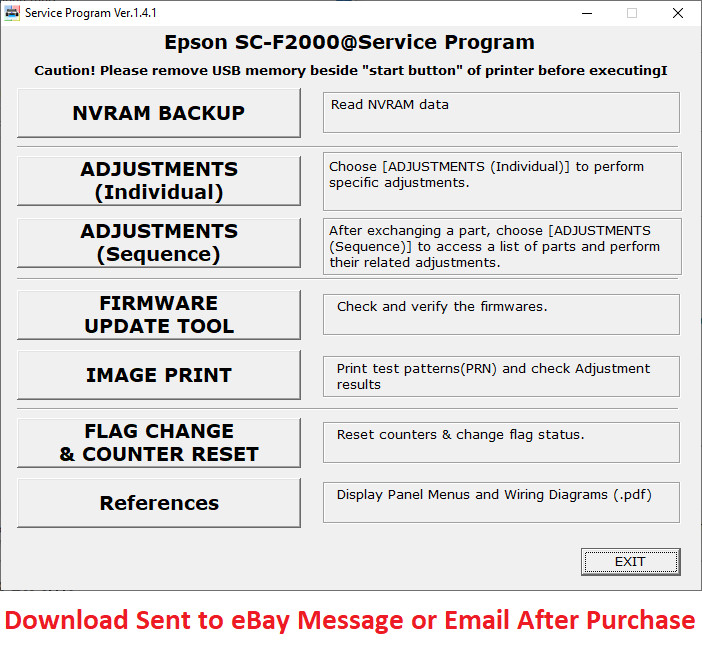 Epson Plotter Adjustment Service Program F2000 Includes Service Manual