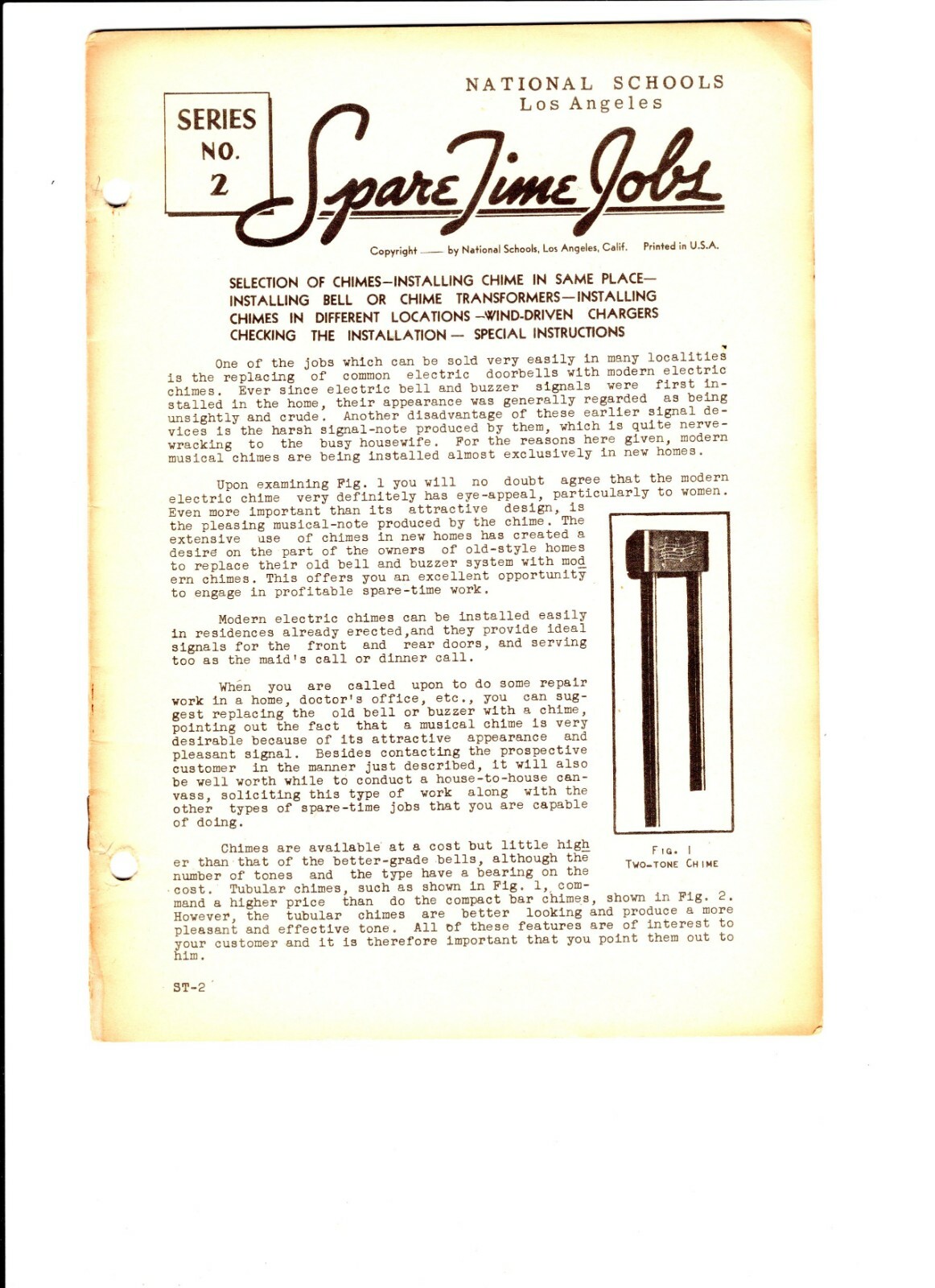 Original Spare Time Jobs Series No. 2 Special Lessons National Schools LA
