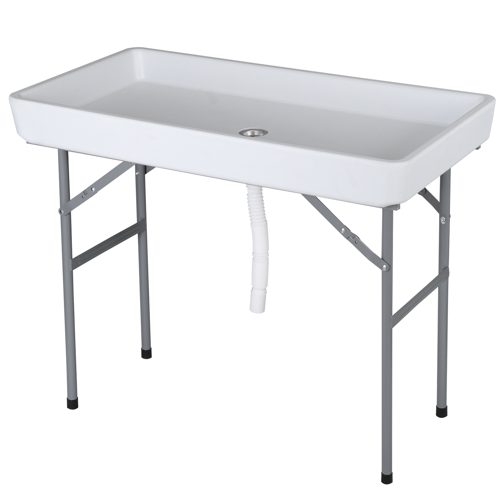 40.5"Plastic Party Cooler Folding Table Portable Fish Cleaning Table w/5L Bucket