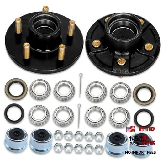2 Sets 2000lb Trailer Axle Trailer Hub 5*4.5" Trailer Hub Kit for 2000 lbs Axle