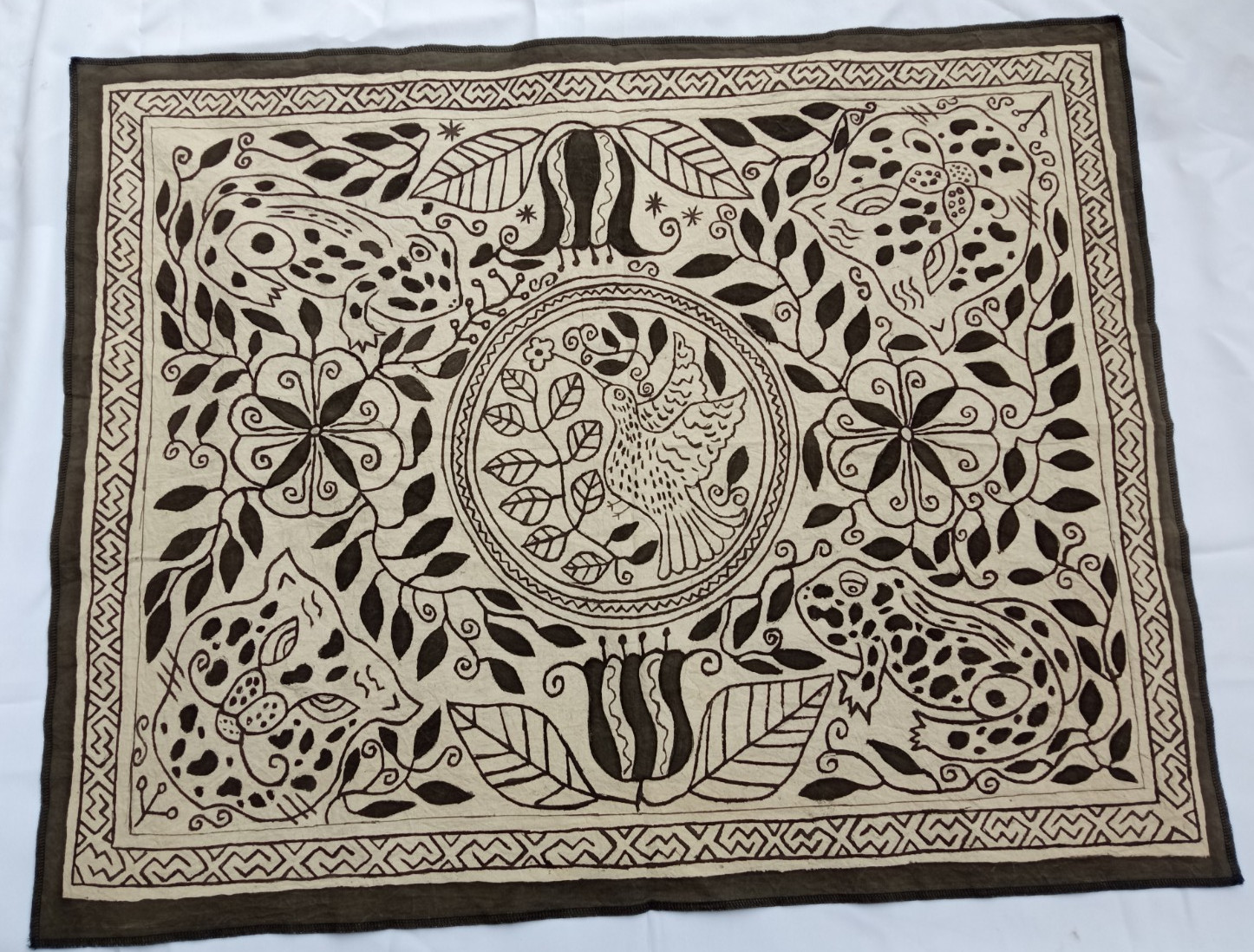 Shipibo Native  aya visions Painted Textile  39” X 30.50”