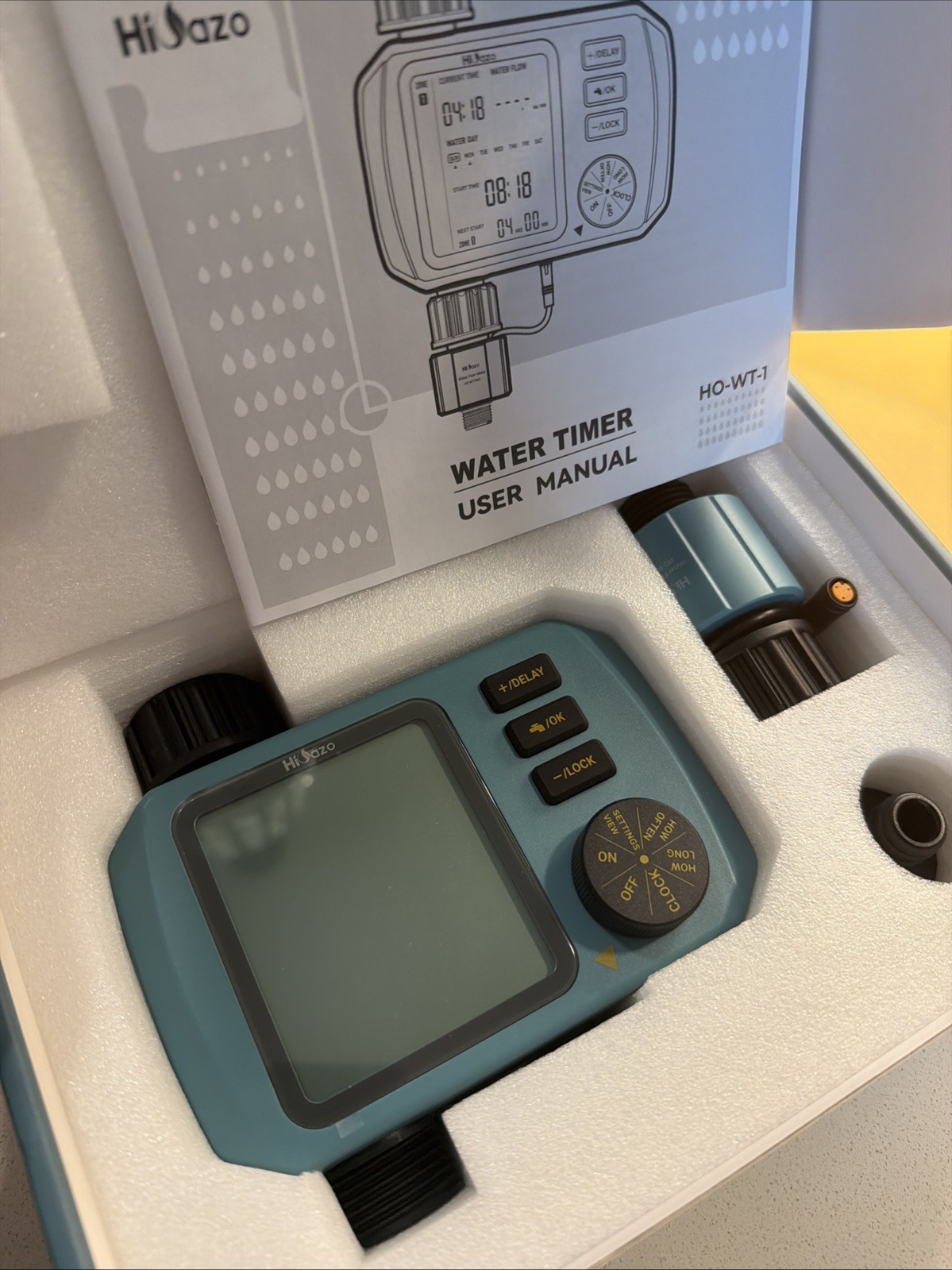 HiOazo HO-WT-1 Programmable Water Timer w/ Flow Meter Garden Hose Open Box.