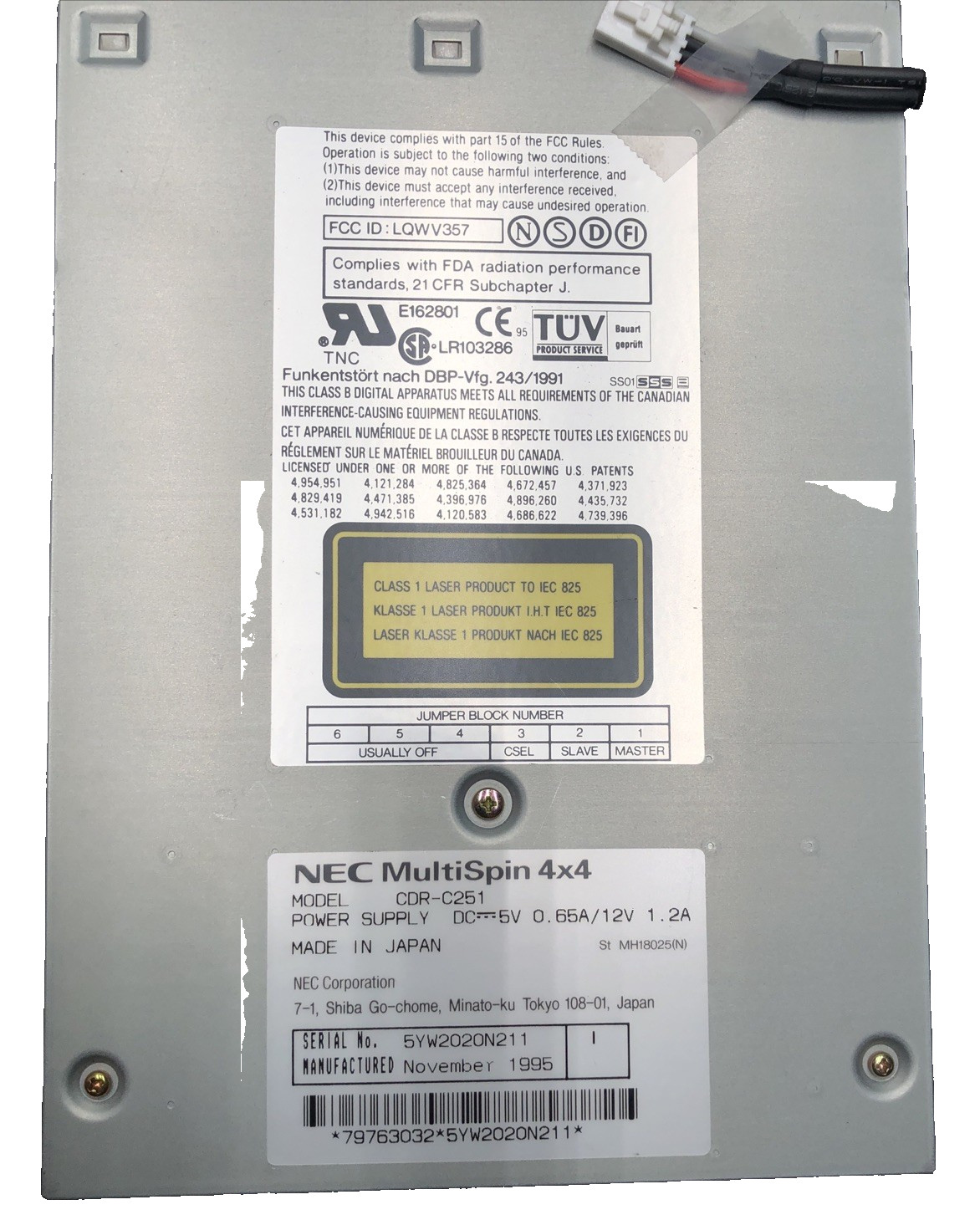 Vintage NEC Multi spin 4x4 IDE CD ROM Changer Untested