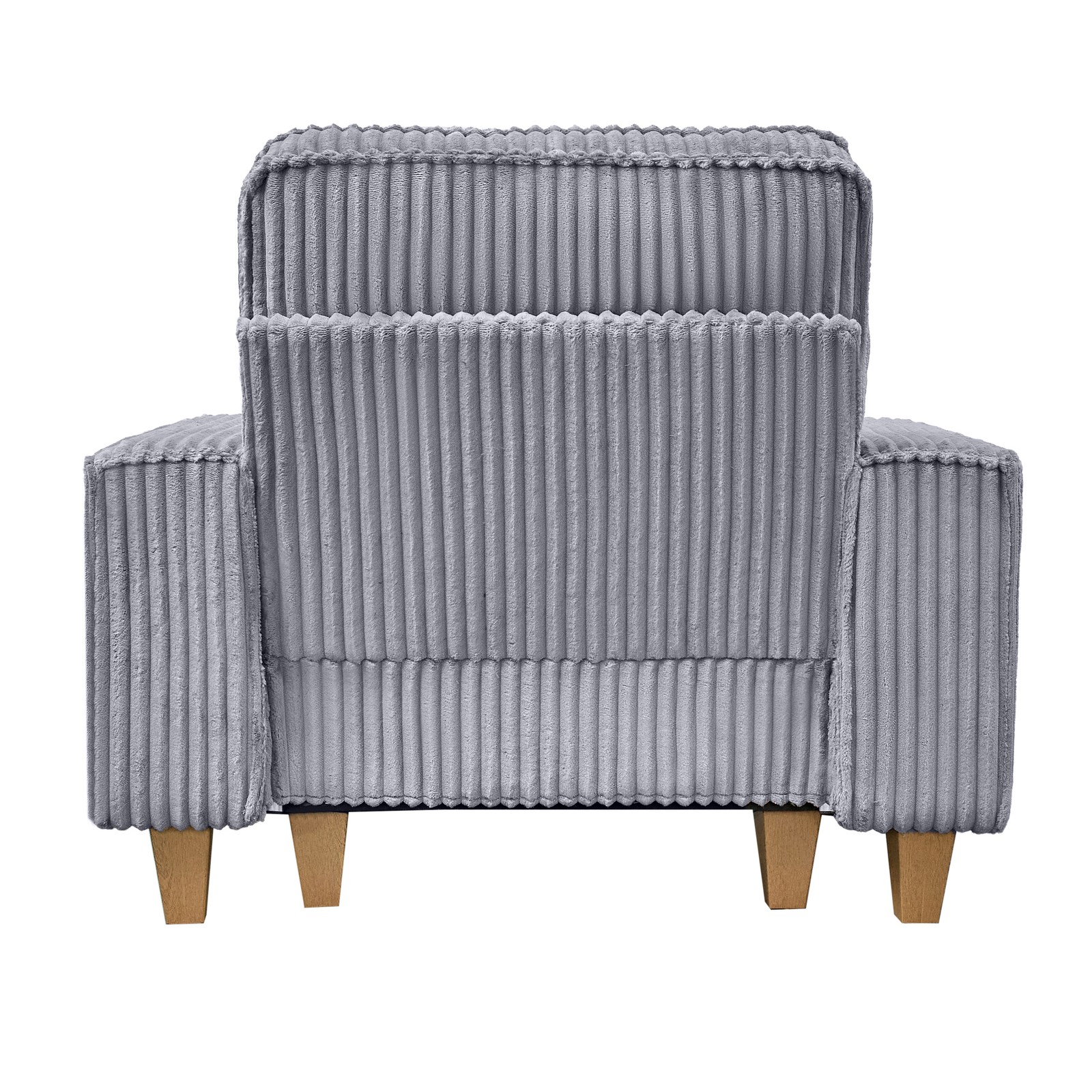 Gray Corduroy Accent Chair Deep Seat Armchair with Cup Holder Pillow Living Room