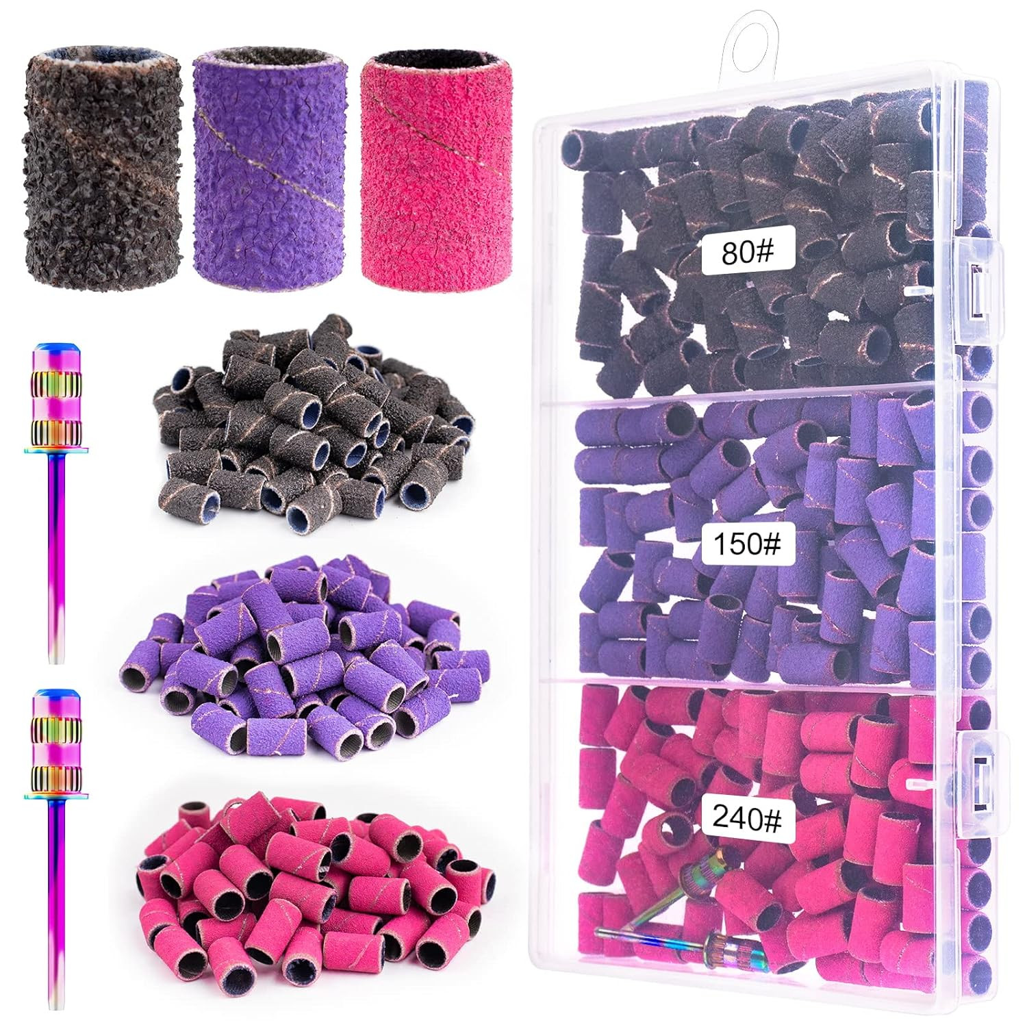 Sanding Bands for Nail Drill 210 Pcs Sanding Bands Nail Drill Bits Coarse Fine #