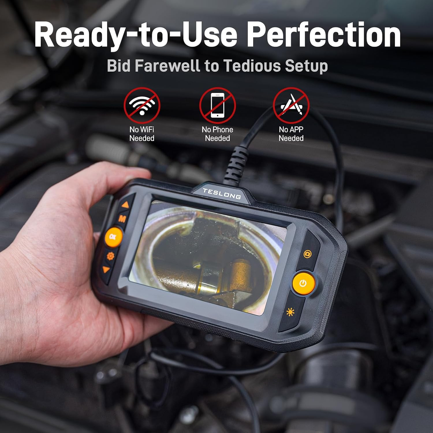 Teslong Endoscope Borescope with Light, Snake Inspection Camera for Automotive E