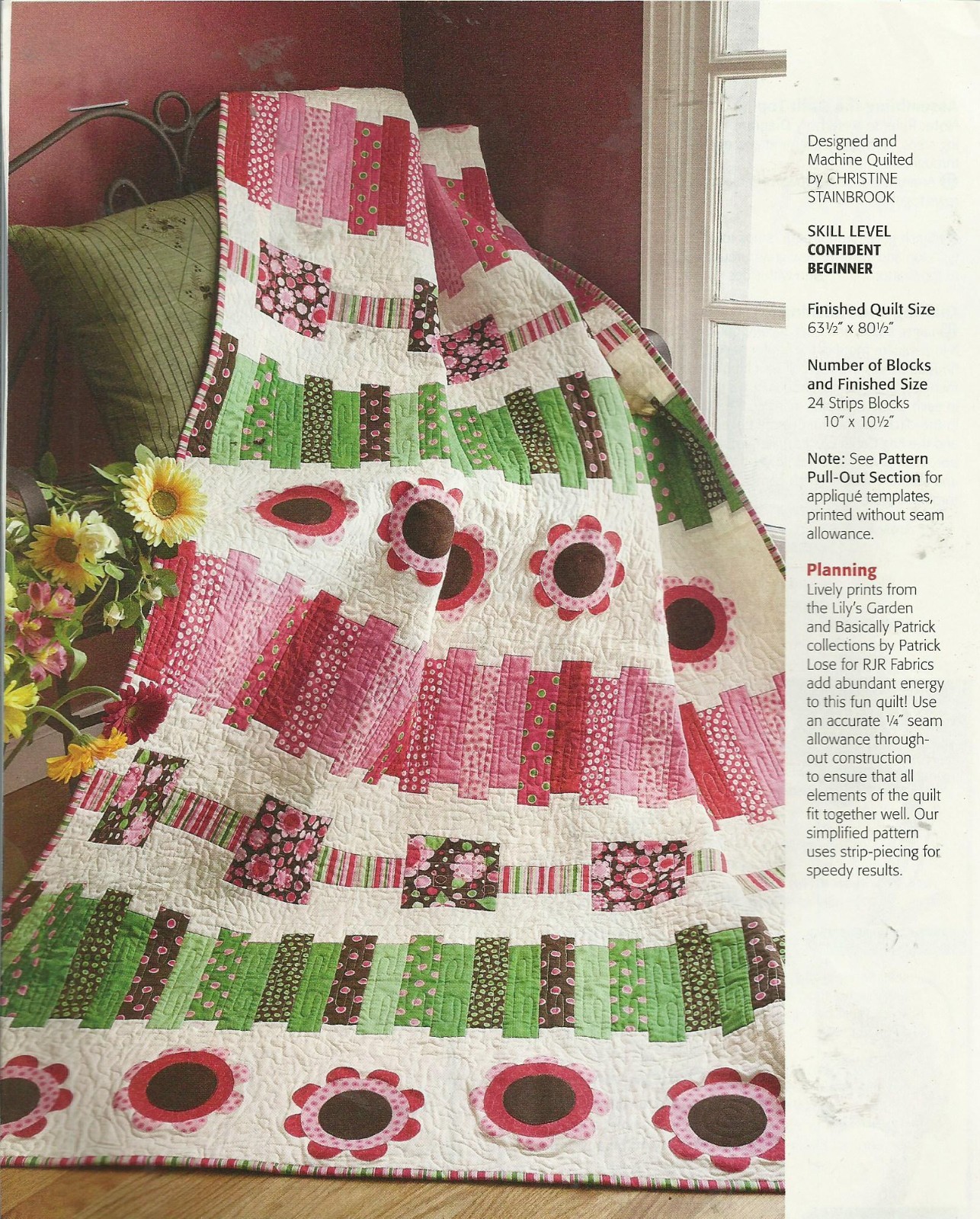 E0773 ROWS OF POSIES QUILT PATTERN/INSTRUCTIONS