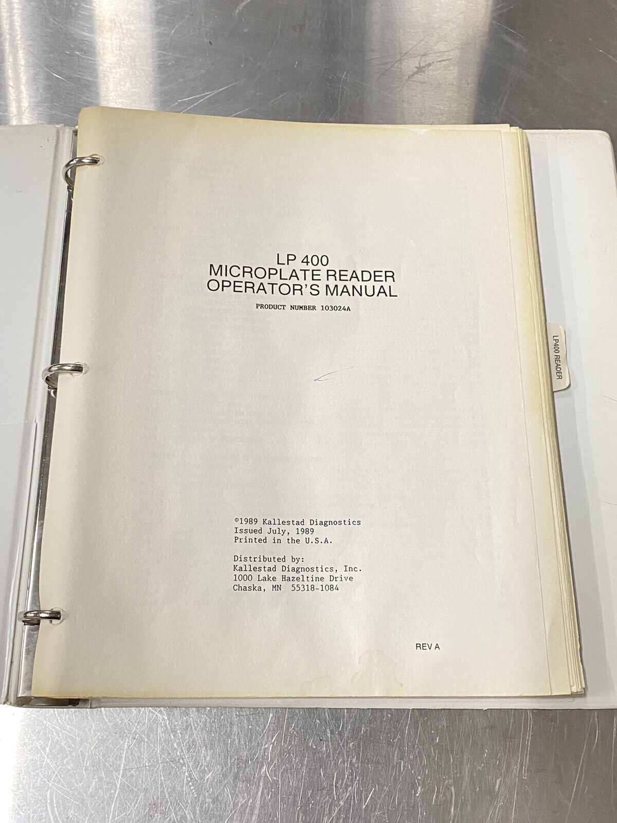 LP 400 Microplate Reader - Users Guide / Instruction Book / Manual