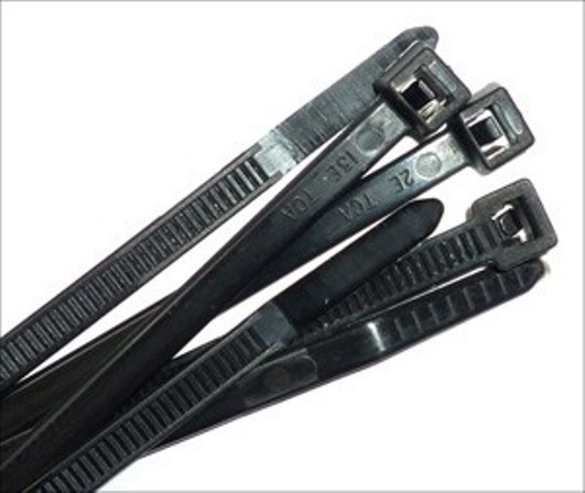 24" HVY 175LB Black Cable Ties (QTY 100) USA Made, zip or wire tie