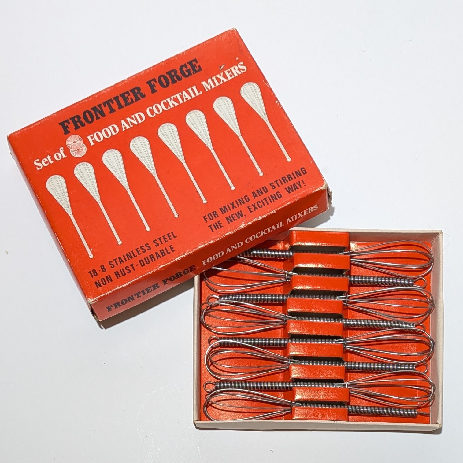 Vintage Frontier Forge Set Of 8 Food & Cocktail Mixers HONG KONG NOS IN BOX!