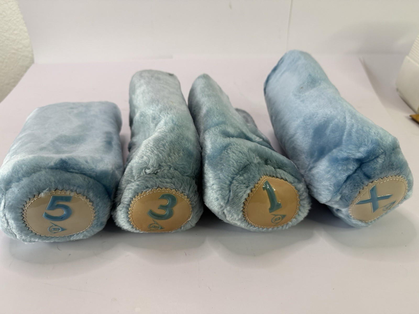 Vintage Dunlop Golf Club Headcovers Set 4 Blue Faux Fur Shag 1 3 5 X Deluxe