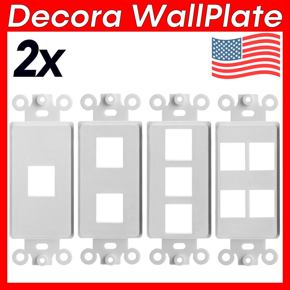 2 Pack Keystone Wall Plate Insert Decorative Wallplate Port Jack Insert White