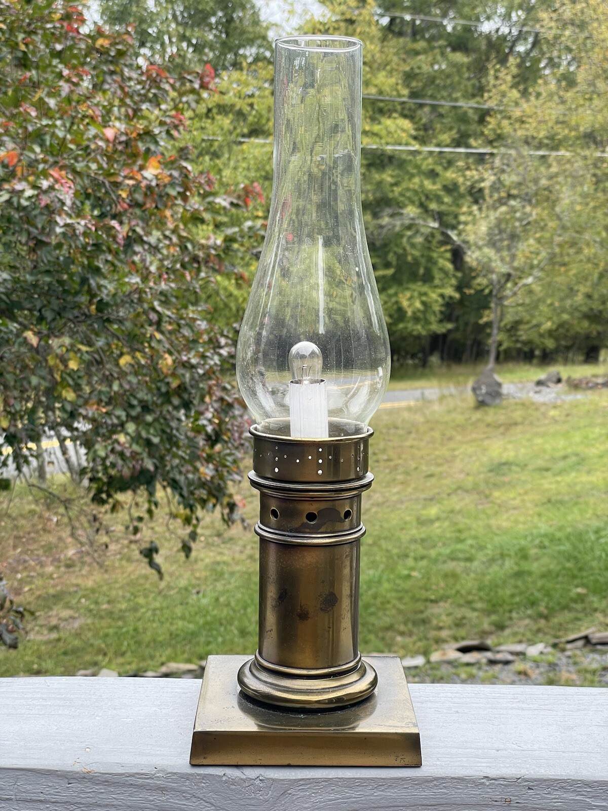 Vintage Brass Lamp Lantern Nautical Lighting Mid-Century Deco Design