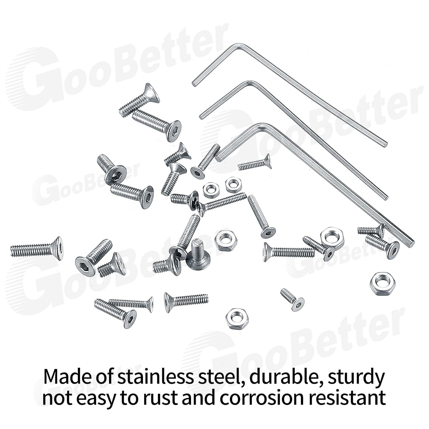 455Pcs Stainless Steel Flat Countersunk Head Hex Socket Cap Screw Bolt Nut SAE
