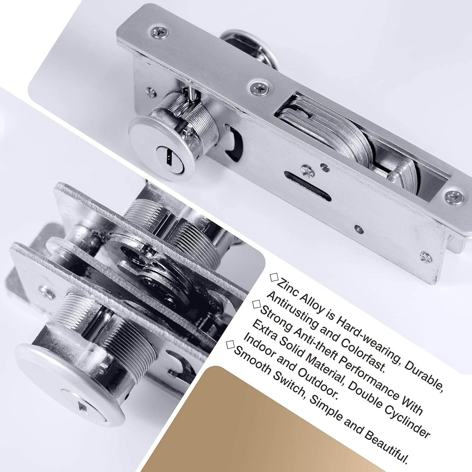 UpJia Flarish Door Lock - Mortise Deadbolt 1-1/8" backset hook deadbolt