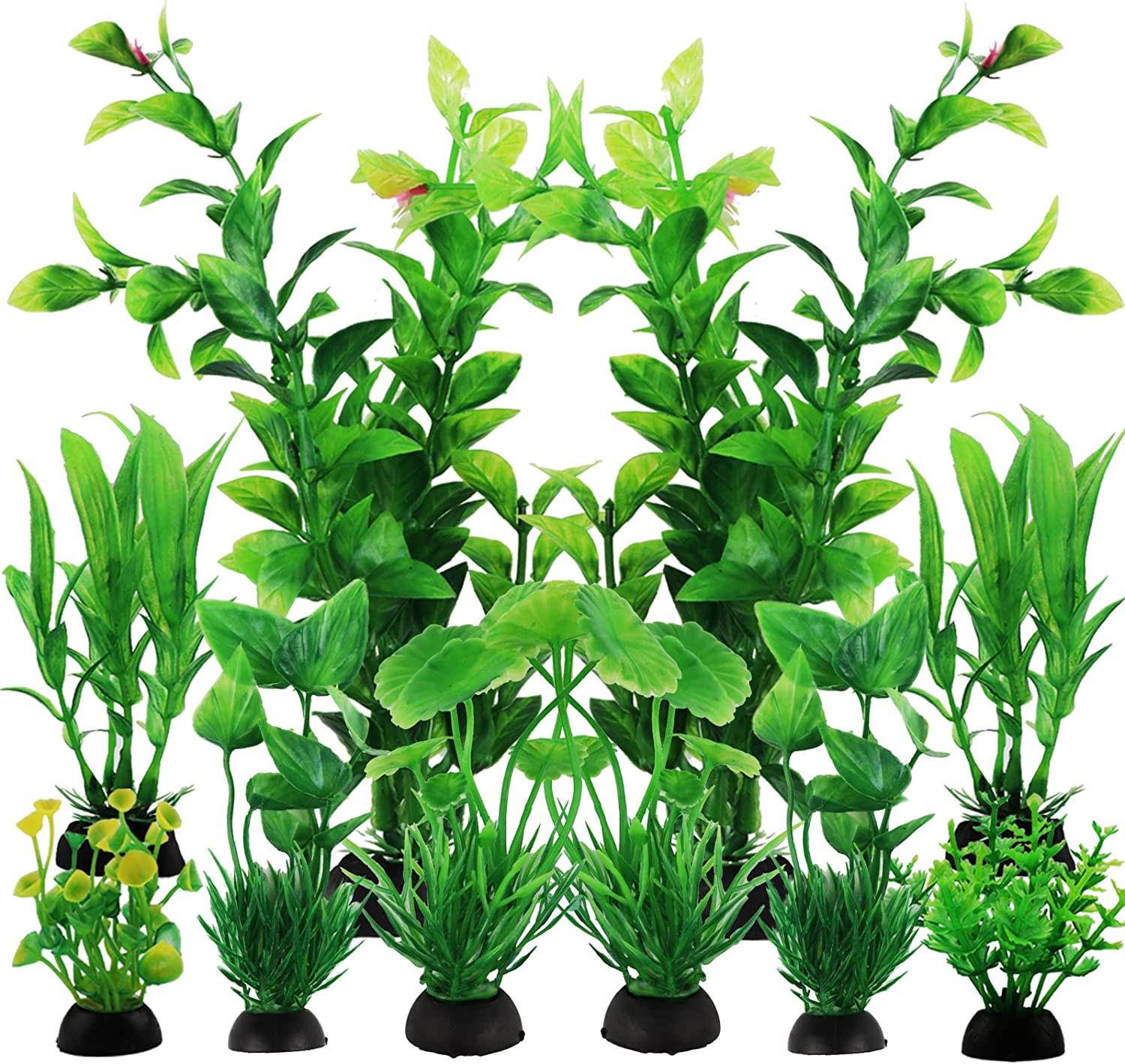 Pietypet Fish Tank Accessories Green Plants, 10Pcs Green Fish Tank Decorations,