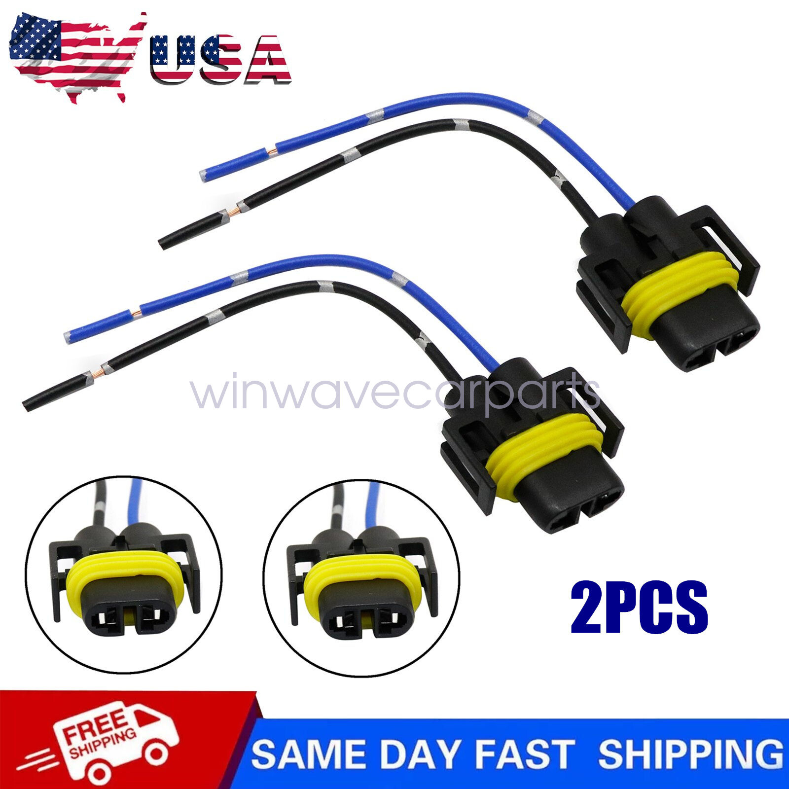 2PCS Wire Pigtail Female P S 880 Fog Light Harness Socket Connector Plug NEW