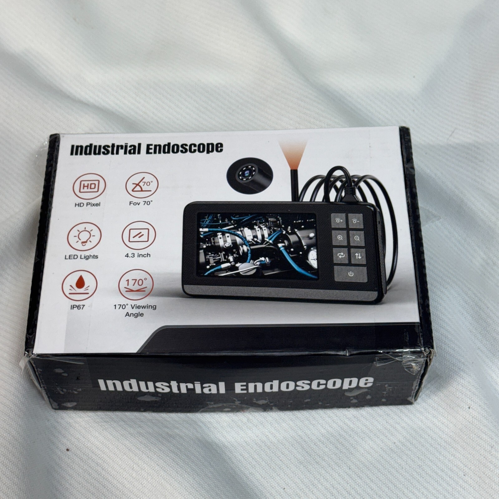 Industrial Endoscope Borescope 1080P HD 4.3'' Screen 8mm Inspection Snake Camera