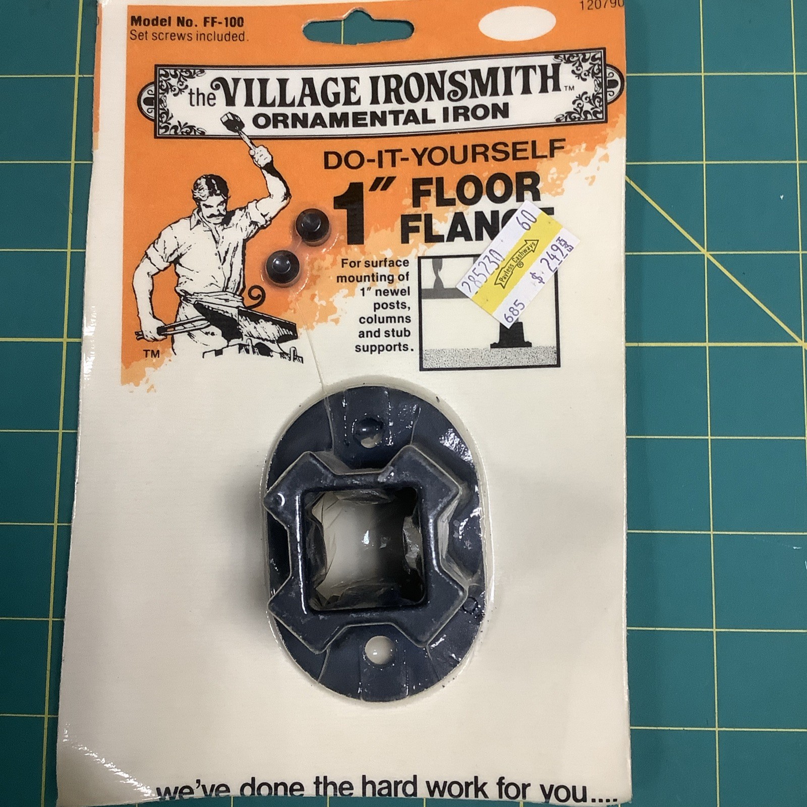 Vtg. NOS Village Iron smith 1” Floor Flange Ornamental Iron Model FF-100