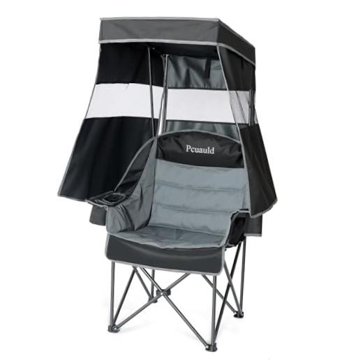 Camping Chair with Canopy Shade Heavy Duty Folding Chair with Grey Single Pack
