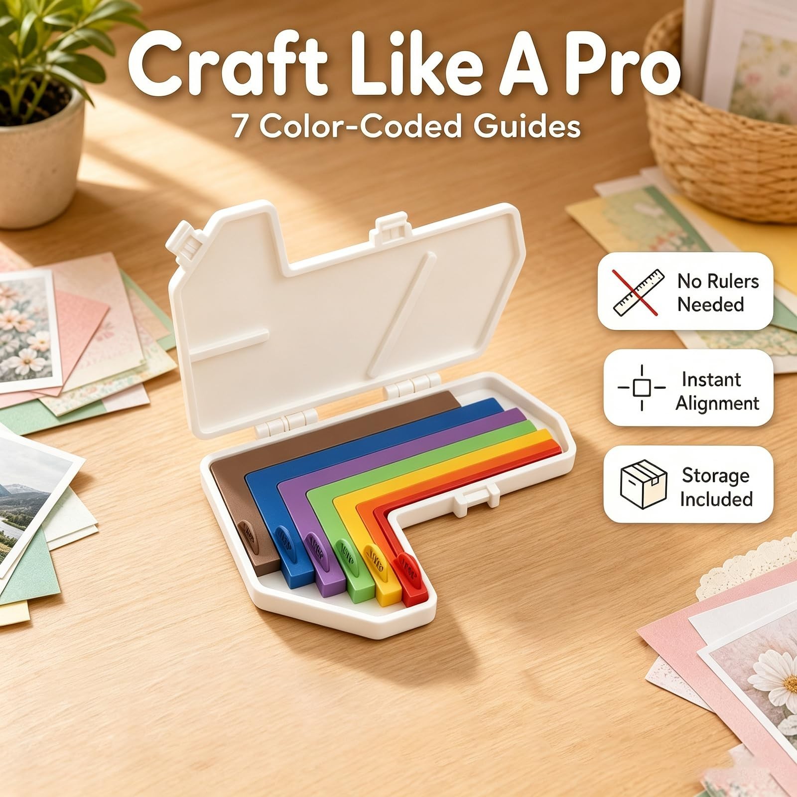 7-Piece Paper Craft Alignment Tool Set for Precision Spacing & Layout Adjustment