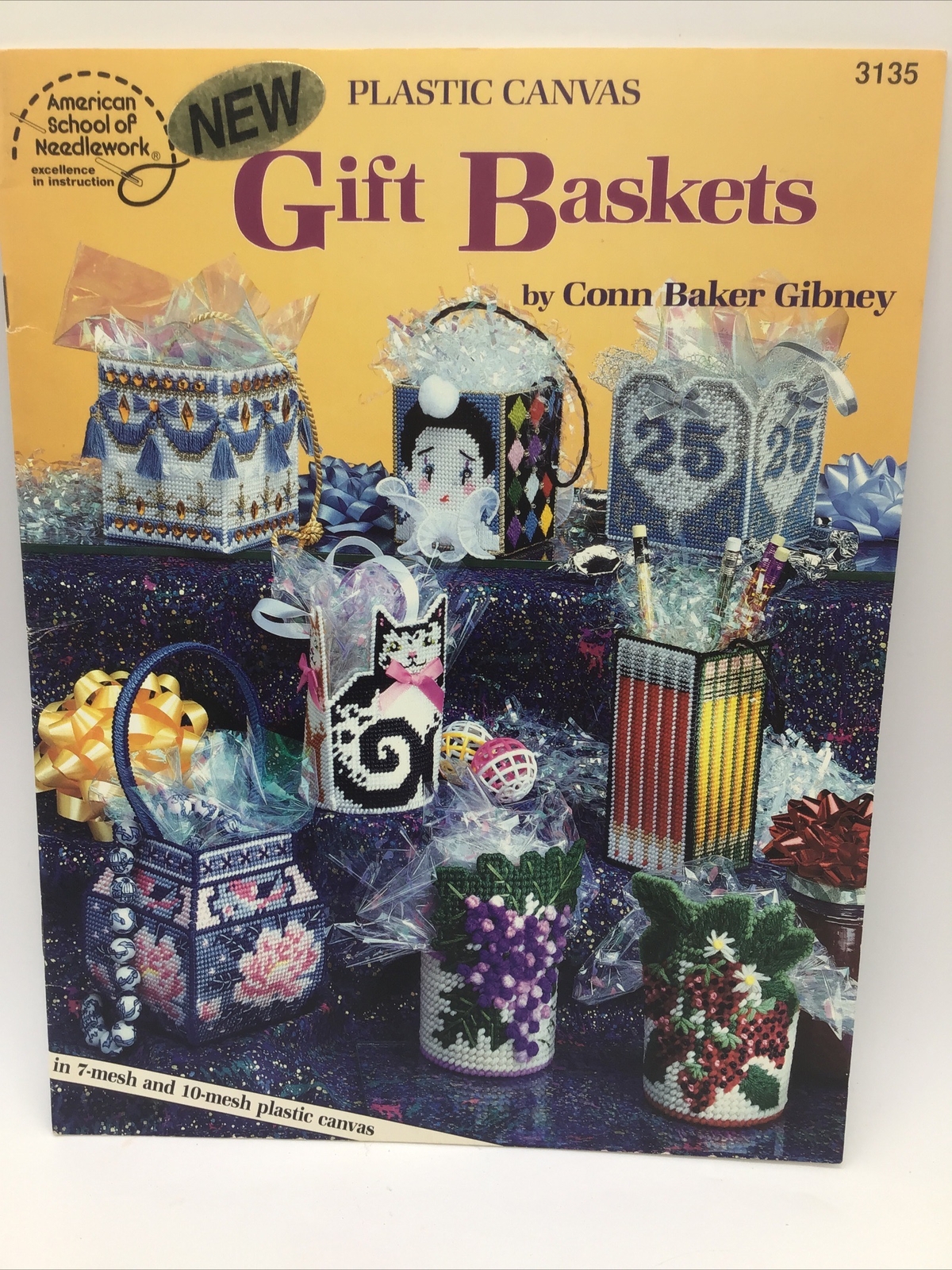 Vintage(1993)American School Of Needlework Gift Baskets In Plastic Canvas #3135