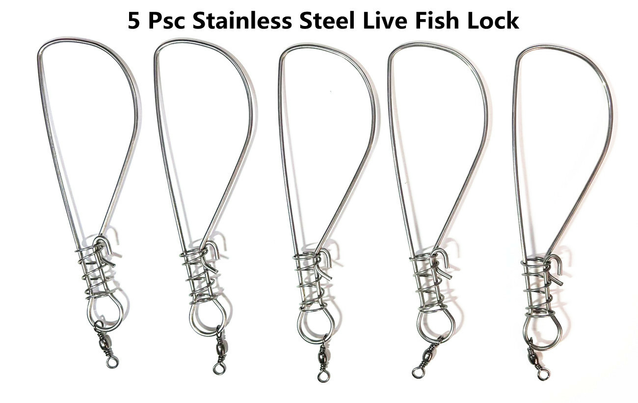 5 Psc Stainless Steel Live Fish Lock Belt Live Fishing Tool Supplies